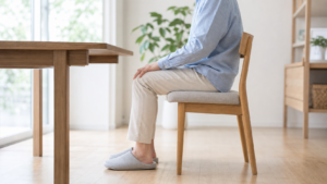 椅子の高さと膝への負担を確認する座り方