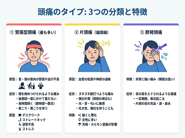 頭痛の3つのタイプ