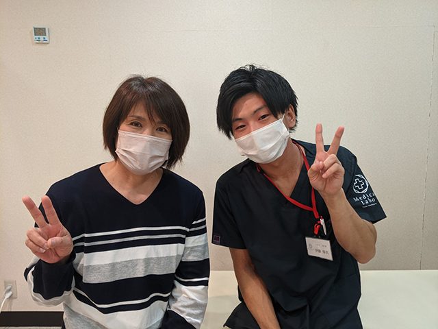 左腕は２回目の施術からズボンを上げることができるようになりました