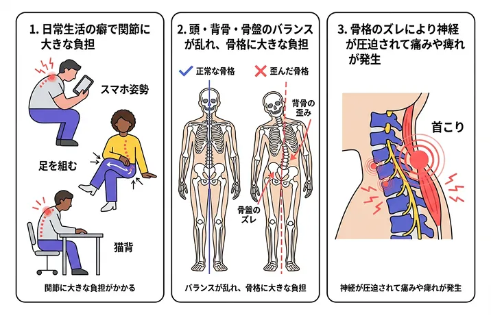 日常生活の癖で関節に大きな負担